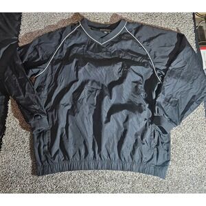 FootJoy Mens XXL Black V-Neck Golf Windshirt Pullover Jacket Long Sleeve 11-1206